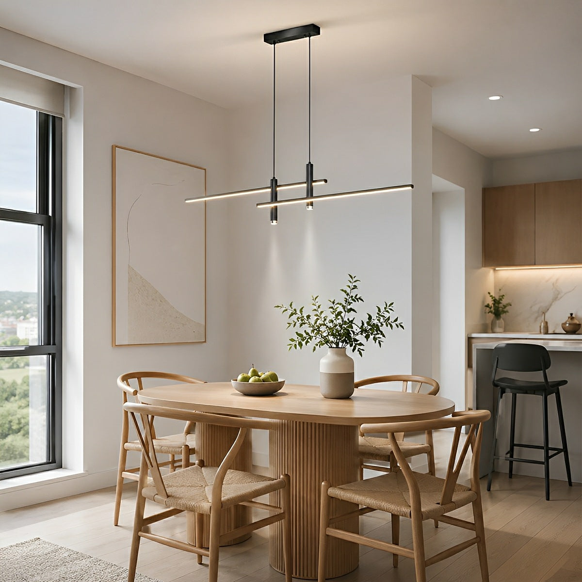 Modern Minimalist Dimmable LED Linear Pendant Light