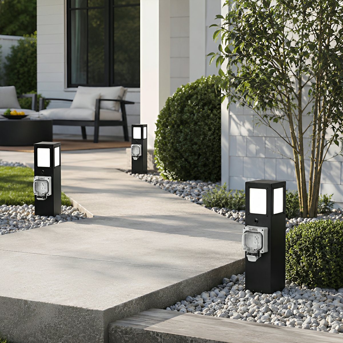Waterproof Outdoor Pathway Light with GFCI Outlet