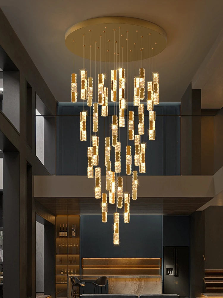 The Sovereign Crystal Chandelier – Nordic Luxury Staircase Pendant