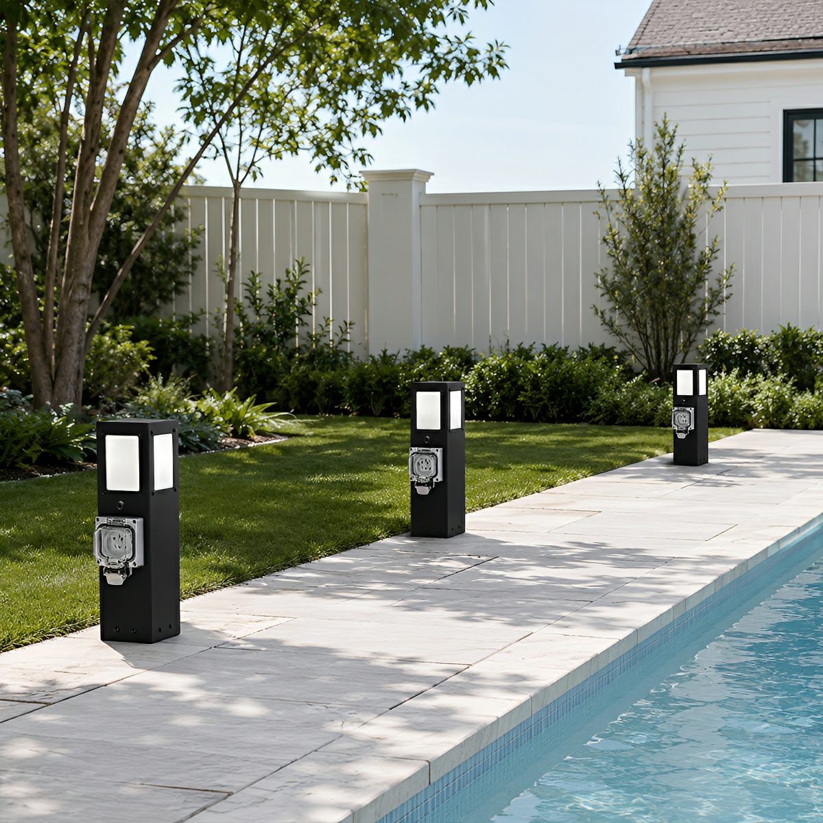 Waterproof Outdoor Pathway Light with GFCI Outlet