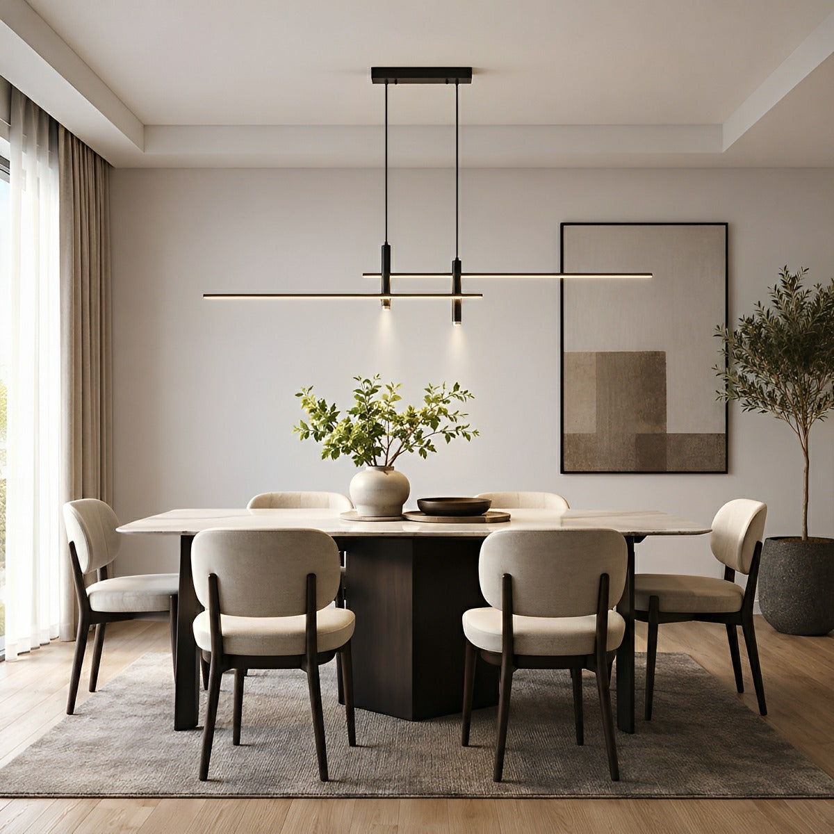 Modern Minimalist Dimmable LED Linear Pendant Light