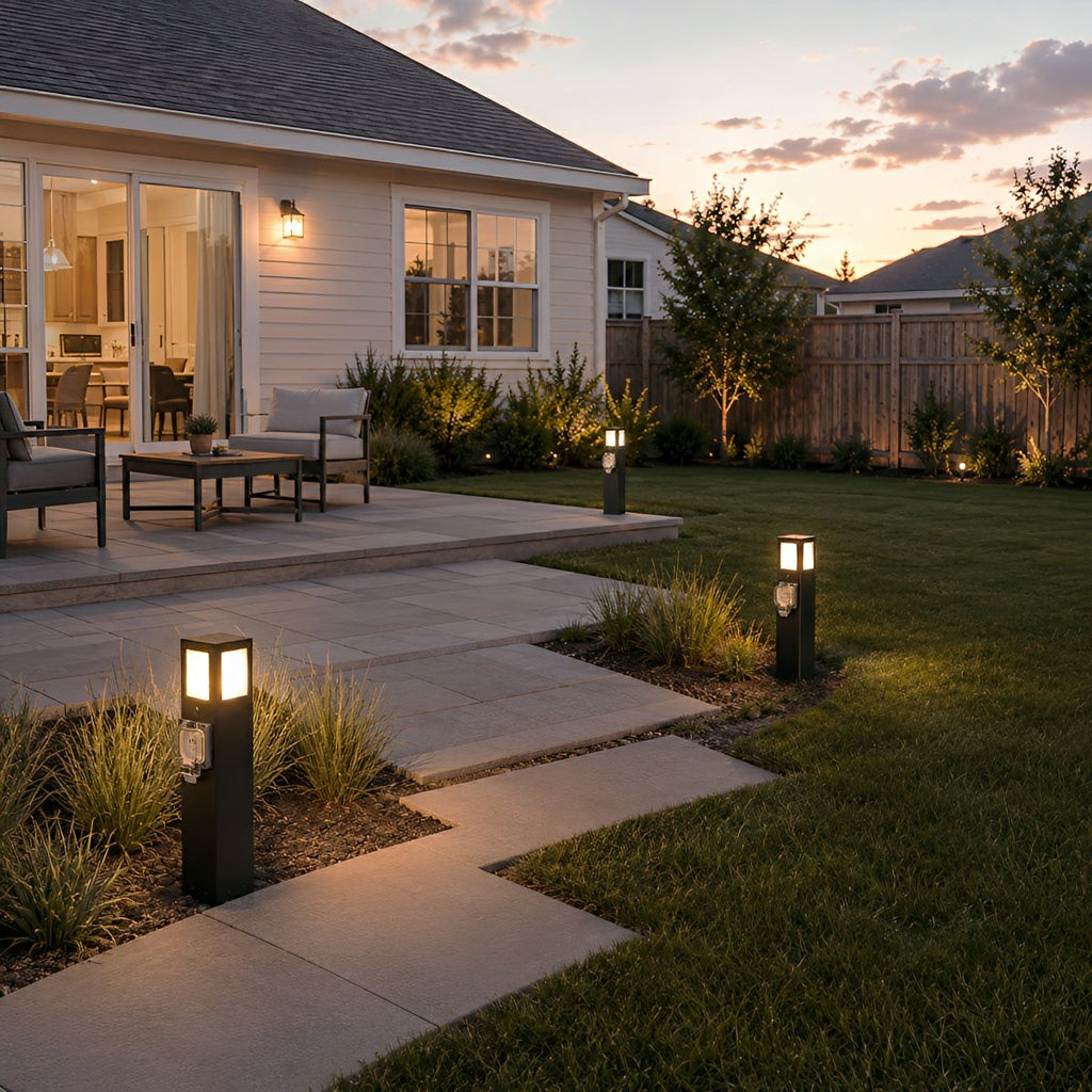 Waterproof Outdoor Pathway Light with GFCI Outlet