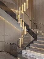The Celestia Crystal Staircase Chandelier – Nordic Luxury Pendant Light