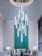 The Celestia Crystal Staircase Chandelier – Nordic Luxury Pendant Light