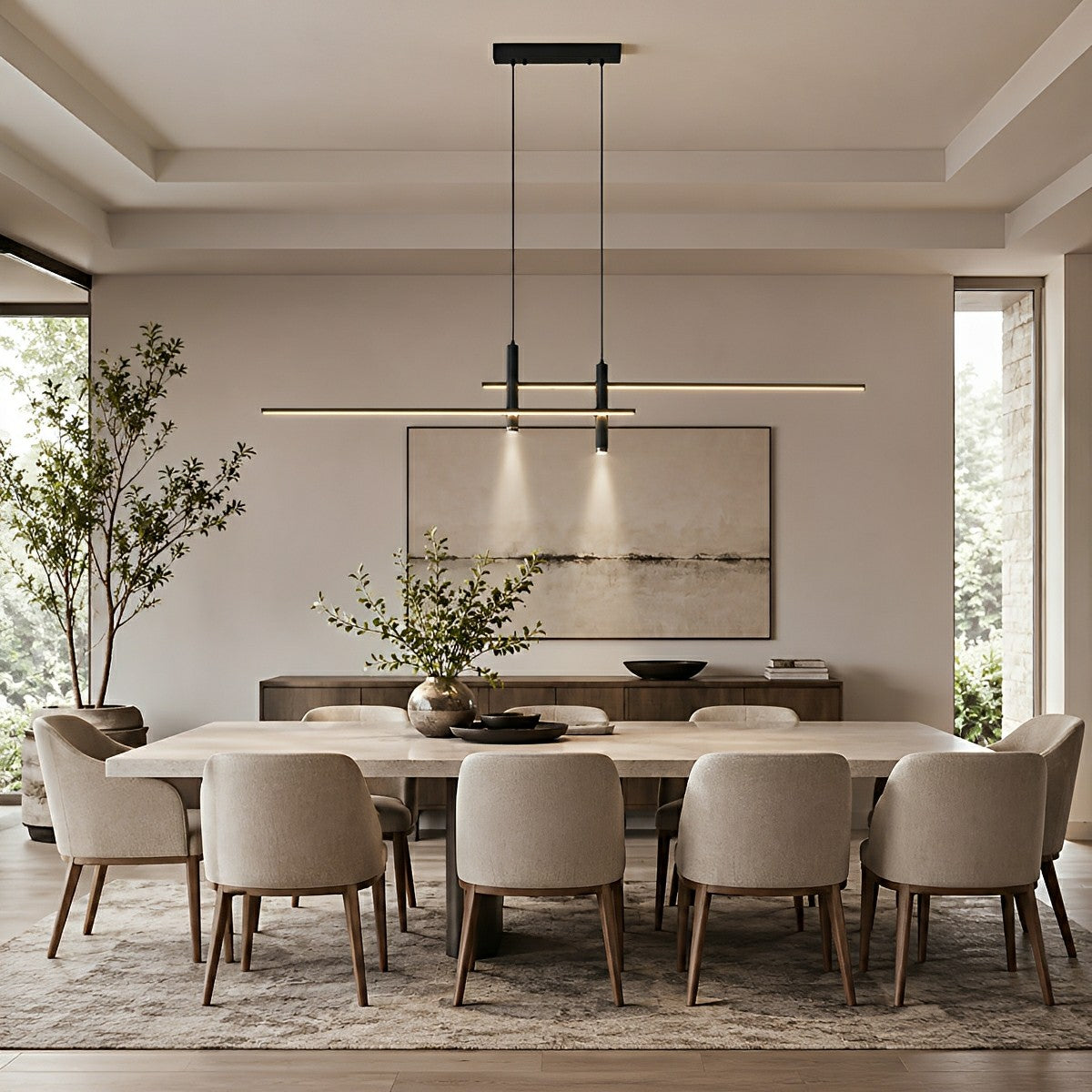 Modern Minimalist Dimmable LED Linear Pendant Light