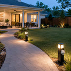 Steel Outdoor Waterproof Pathway Lights with GFCI-Protected Outlet