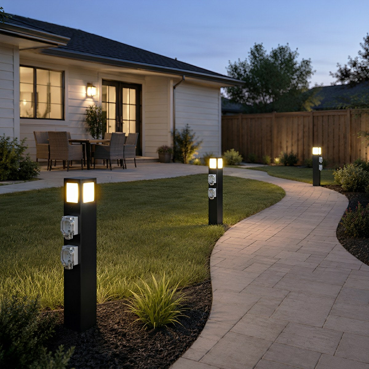 Waterproof Outdoor Pathway Light with GFCI Outlet