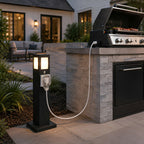 Steel Outdoor Waterproof Pathway Lights with GFCI-Protected Outlet