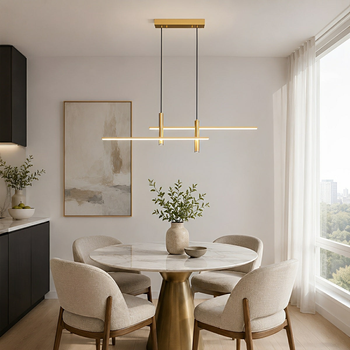 Modern Minimalist Dimmable LED Linear Pendant Light