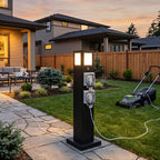 Steel Outdoor Waterproof Pathway Lights with GFCI-Protected Outlet
