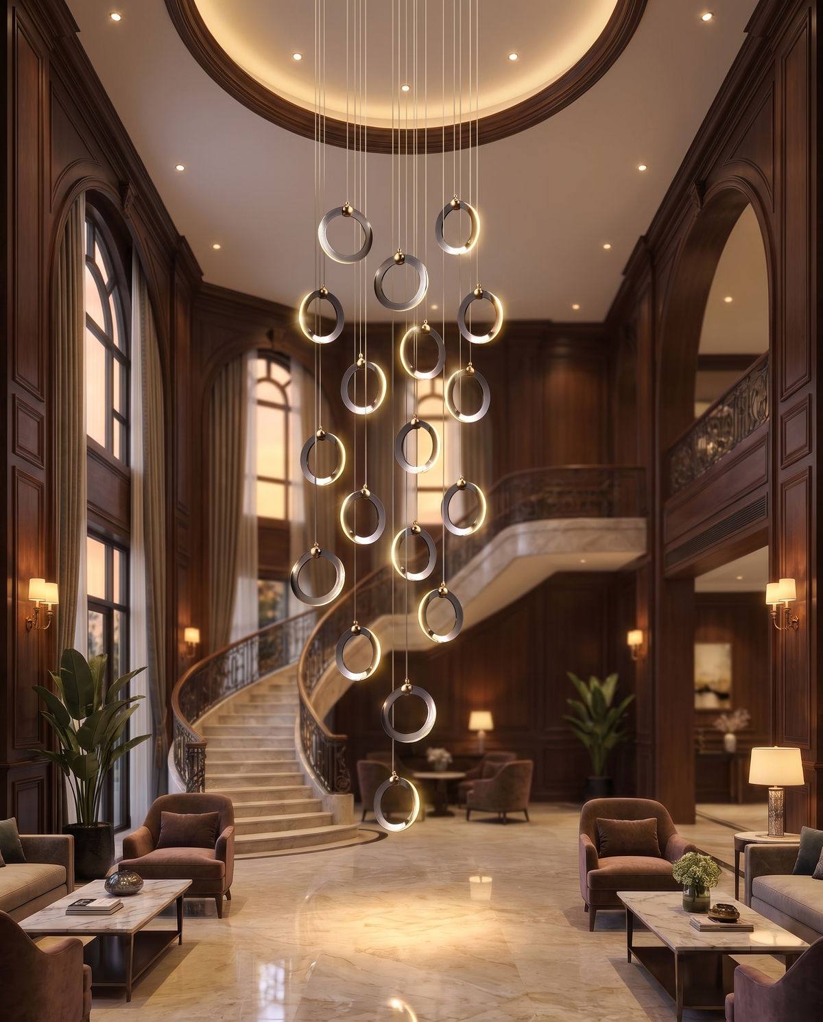 The Aurelia Grand Staircase Chandelier, close-up finish detail