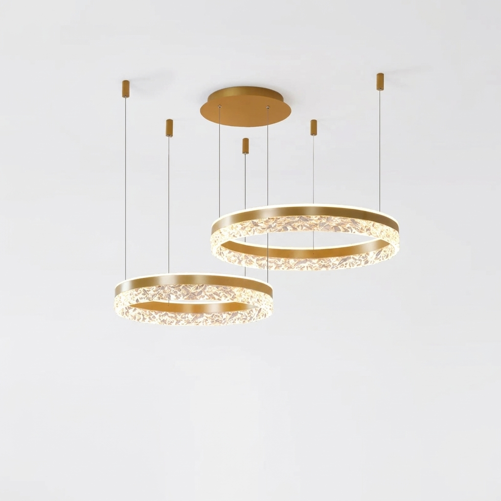 The Halo Rings Chandelier, plain white background product shot