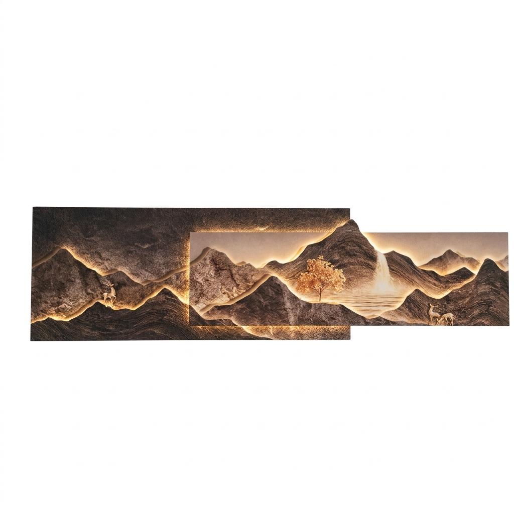 The Aria Backlit LED Wall Art Panel, plain white background product shot